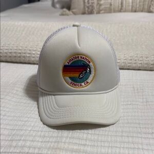 Aviator Nation White Trucker Hat with Rainbow Patch